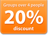 20% discount for groups over 4 people